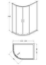 Nuie Lucie 1200mm Offset Quadrant Shower Enclosure – Chrome, Brushed Brass or Matt Black, photo 5