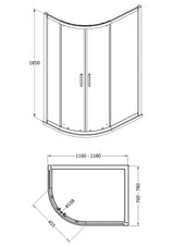 Hudson Reed Pacific Offset Quadrant Shower Enclosure - Square T Shape Handle – 800mm & 900mm, photo 3