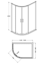 Hudson Reed Pacific Offset Quadrant Shower Enclosure - Square T Shape Handle – 800mm & 900mm, photo 4