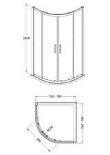 Hudson Reed Pacific Quadrant Shower Enclosure - Square T Shape Handle – 800mm, 900mm & 1000mm, photo 3