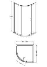 Nuie 900mm Lucie Single Entry Curved Shower Enclosure – Chrome, Brushed Brass or Matt Black, photo 5