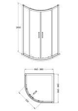 Hudson Reed Pacific Quadrant Shower Enclosure - Square T Shape Handle – 800mm, 900mm & 1000mm, photo 4