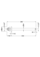 Nuie Round Ceiling-Mounted Shower Arm – 150mm & 300mm, photo 4
