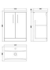 Nuie Arno 2 Door Floor Standing Vanity Unit With Basin – 500mm, 600mm & 800mm, photo 15