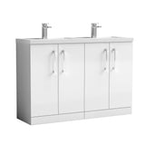 Nuie Arno 1200mm 4 Door Floor Standing Twin Vanity Unit With Basin, photo 11