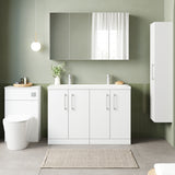 Nuie Arno 1200mm 4 Door Floor Standing Twin Vanity Unit With Basin