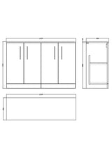 Nuie Arno 1200mm 4 Door Floor Standing Vanity Unit With Worktop, photo 11