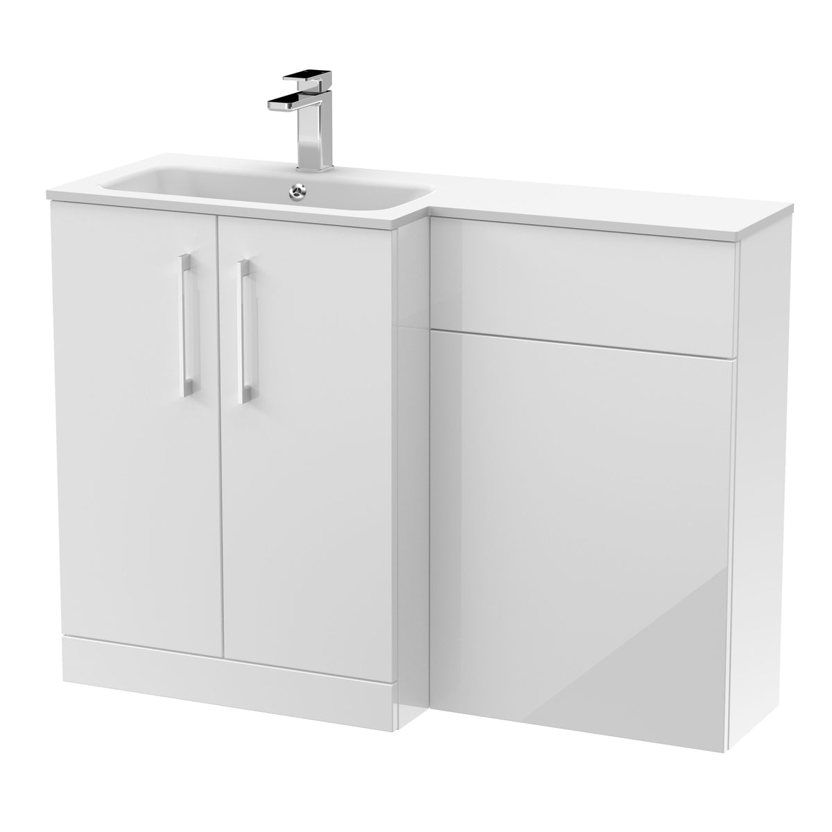 Nuie Arno 1100mm 2 Door Floor Standing Combination Vanity & WC Unit With L-Shaped Basin, photo 2