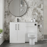 Nuie Arno 1100mm 2 Door Floor Standing Combination Vanity & WC Unit With L-Shaped Basin