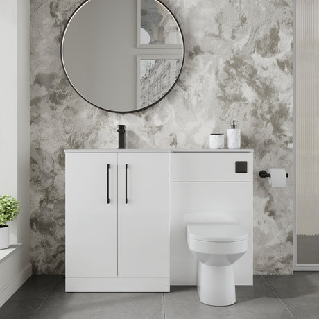 Nuie Arno 1100mm 2 Door Floor Standing Combination Vanity & WC Unit With L-Shaped Basin