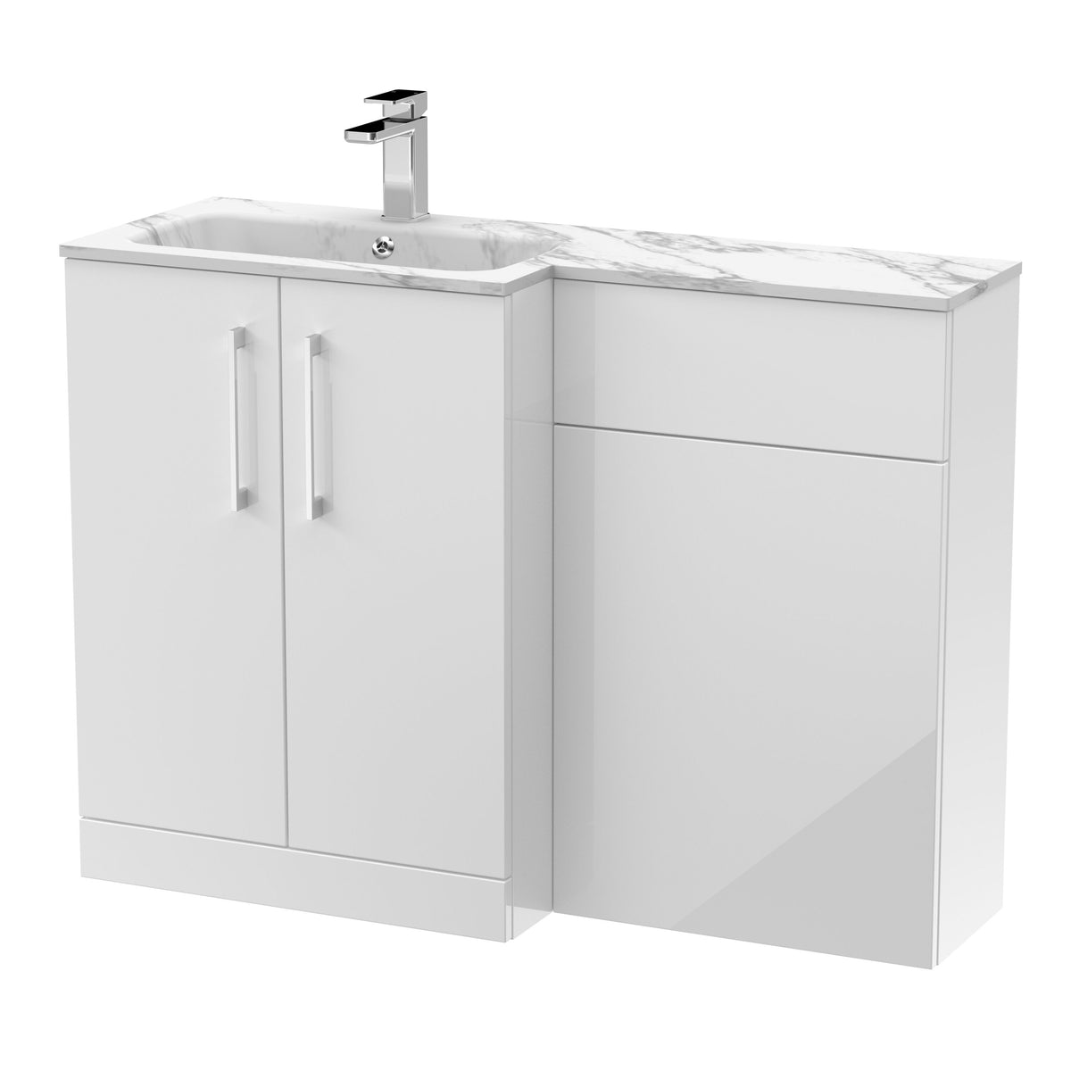 Nuie Arno 1100mm 2 Door Floor Standing Combination Vanity & WC Unit With L-Shaped Basin, photo 20
