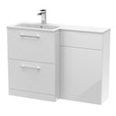 Nuie Arno 1100mm 2 Drawer Floor Standing Combination Vanity & WC Unit With L-Shaped Basin