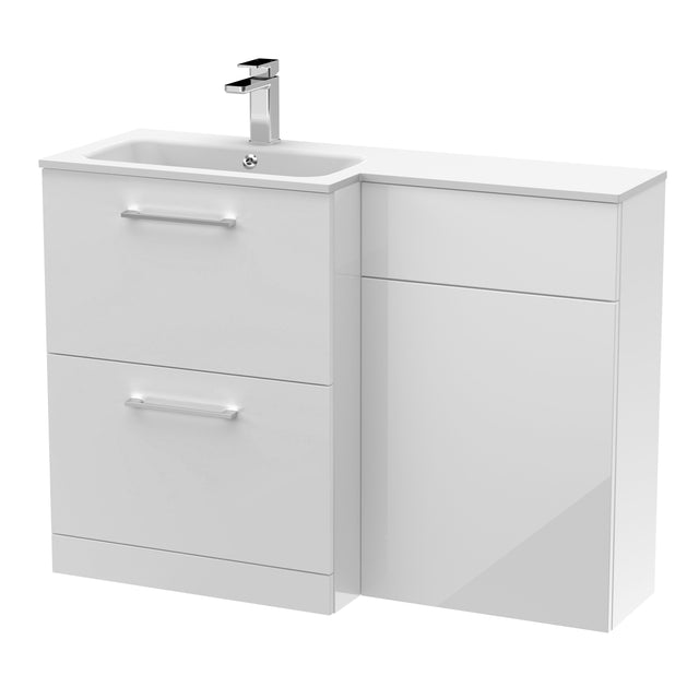 Nuie Arno 1100mm 2 Drawer Floor Standing Combination Vanity & WC Unit With L-Shaped Basin