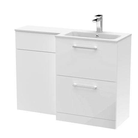 Nuie Arno 1100mm 2 Drawer Floor Standing Combination Vanity & WC Unit With L-Shaped Basin, photo 10