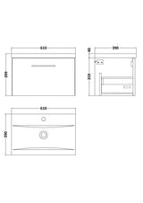 Nuie Arno 1 Drawer Wall Hung Vanity Unit With Basin – 600mm & 800mm, photo 14