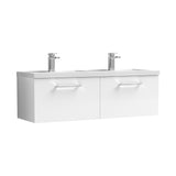 Nuie Arno 1200mm 2 Drawer Wall Hung Twin Vanity Unit With Basin, photo 11