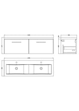 Nuie Arno 1200mm 2 Drawer Wall Hung Twin Vanity Unit With Basin, photo 12