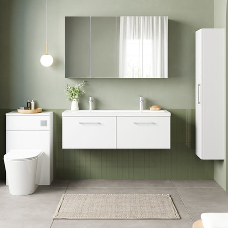 Nuie Arno 1200mm 2 Drawer Wall Hung Twin Vanity Unit With Basin