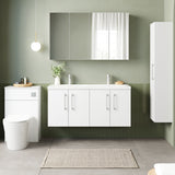 Nuie Arno 1200mm 4 Door Wall Hung Twin Vanity Unit With Basin