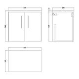 Nuie Arno 600mm 2 Door Wall Hung Vanity Unit With Worktop, photo 13