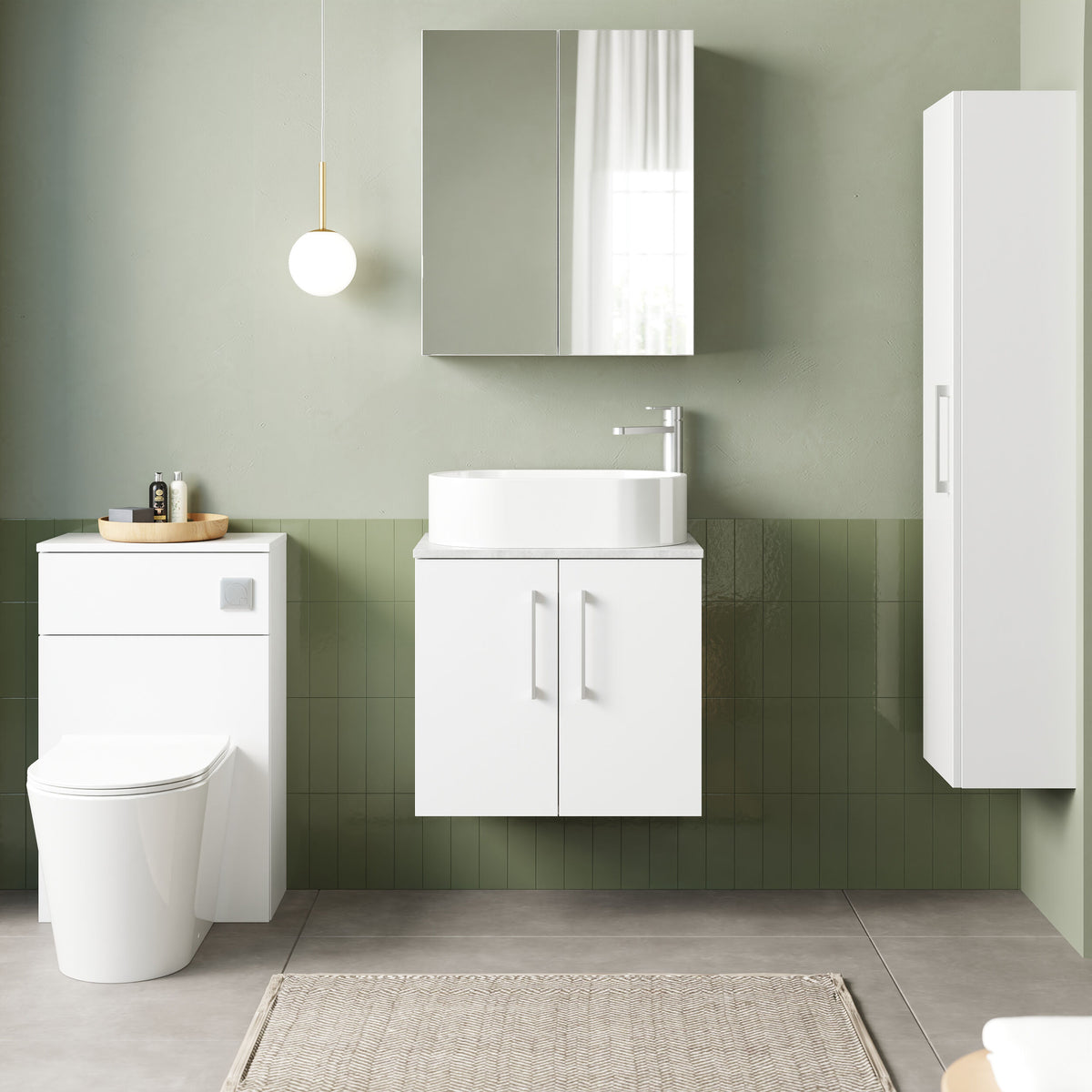 Nuie Arno 600mm 2 Door Wall Hung Vanity Unit With Worktop