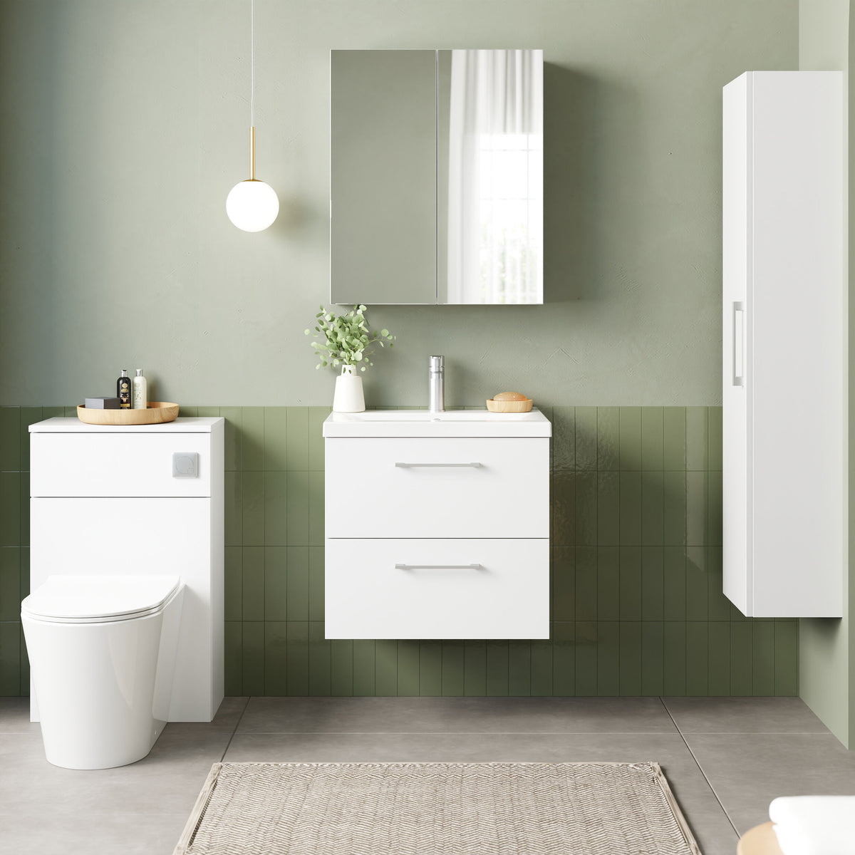 Nuie Arno 2 Drawer Wall Hung Vanity Unit With Basin – 600mm & 800mm
