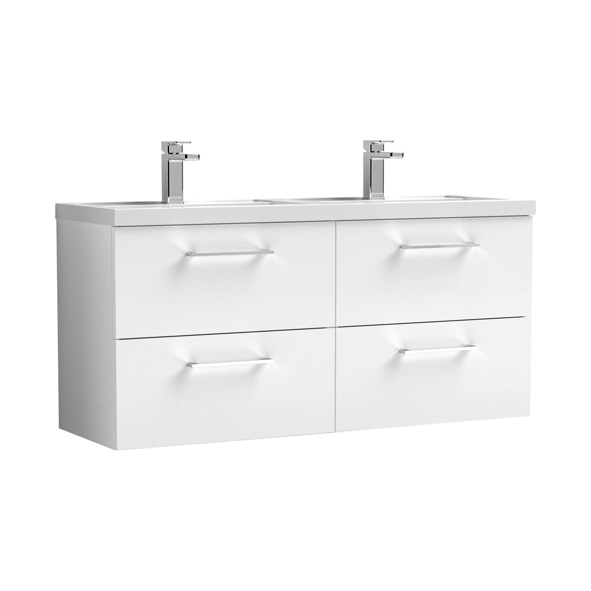 Nuie Arno 1200mm 4 Drawer Wall Hung Twin Vanity Unit With Basin, photo 11