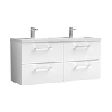 Nuie Arno 1200mm 4 Drawer Wall Hung Twin Vanity Unit With Basin, photo 11