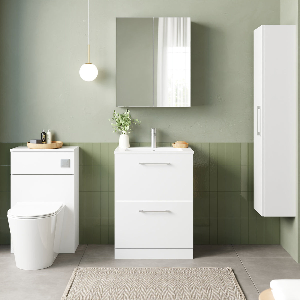 Nuie Arno 2 Drawer Floor Standing Vanity Unit With Basin – 600mm & 800mm