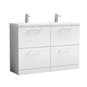 Nuie Arno 1200mm 4 Drawer Floor Standing Twin Vanity Unit With Basin, photo 2