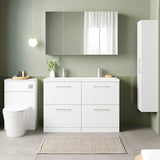 Nuie Arno 1200mm 4 Drawer Floor Standing Twin Vanity Unit With Basin