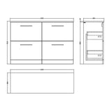 Nuie Arno 1200mm 4 Drawer Floor Standing Vanity Unit With Worktop, photo 11