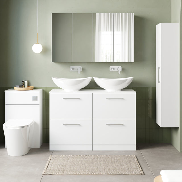 Nuie Arno 1200mm 4 Drawer Floor Standing Vanity Unit With Worktop