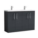 Nuie Arno 1200mm 4 Door Floor Standing Twin Vanity Unit With Basin, photo 3