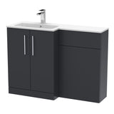 Nuie Arno 1100mm 2 Door Floor Standing Combination Vanity & WC Unit With L-Shaped Basin, photo 3