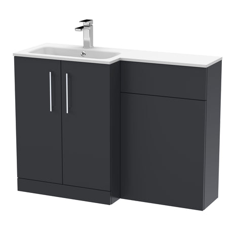 Nuie Arno 1100mm 2 Door Floor Standing Combination Vanity & WC Unit With L-Shaped Basin, photo 3