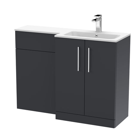 Nuie Arno 1100mm 2 Door Floor Standing Combination Vanity & WC Unit With L-Shaped Basin, photo 12
