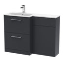 Nuie Arno 1100mm 2 Drawer Floor Standing Combination Vanity & WC Unit With L-Shaped Basin, photo 2