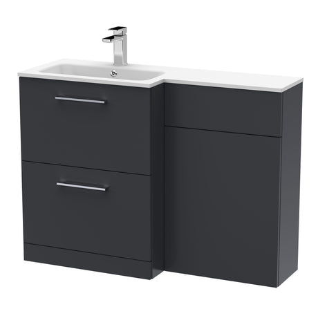 Nuie Arno 1100mm 2 Drawer Floor Standing Combination Vanity & WC Unit With L-Shaped Basin, photo 2