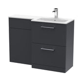 Nuie Arno 1100mm 2 Drawer Floor Standing Combination Vanity & WC Unit With L-Shaped Basin, photo 11