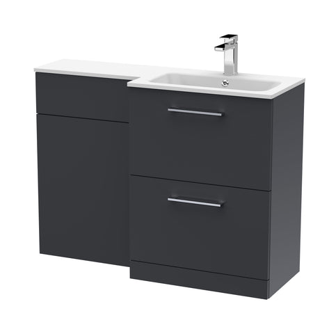 Nuie Arno 1100mm 2 Drawer Floor Standing Combination Vanity & WC Unit With L-Shaped Basin, photo 11