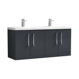 Nuie Arno 1200mm 4 Door Wall Hung Twin Vanity Unit With Basin, photo 3