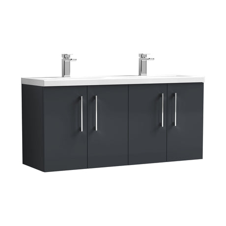 Nuie Arno 1200mm 4 Door Wall Hung Twin Vanity Unit With Basin, photo 3