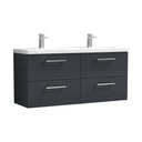 Nuie Arno 1200mm 4 Drawer Wall Hung Twin Vanity Unit With Basin, photo 3