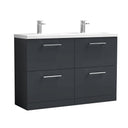 Nuie Arno 1200mm 4 Drawer Floor Standing Twin Vanity Unit With Basin, photo 3