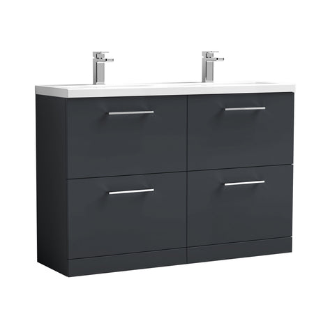 Nuie Arno 1200mm 4 Drawer Floor Standing Twin Vanity Unit With Basin, photo 3