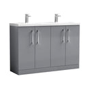 Nuie Arno 1200mm 4 Door Floor Standing Twin Vanity Unit With Basin, photo 4