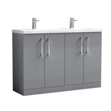 Nuie Arno 1200mm 4 Door Floor Standing Twin Vanity Unit With Basin, photo 4