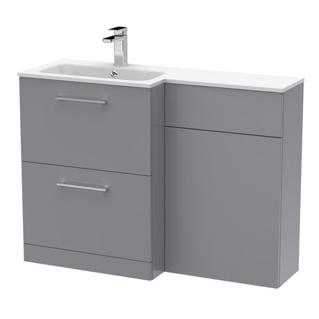 Nuie Arno 1100mm 2 Drawer Floor Standing Combination Vanity & WC Unit With L-Shaped Basin, photo 3