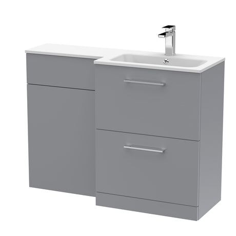 Nuie Arno 1100mm 2 Drawer Floor Standing Combination Vanity & WC Unit With L-Shaped Basin, photo 12